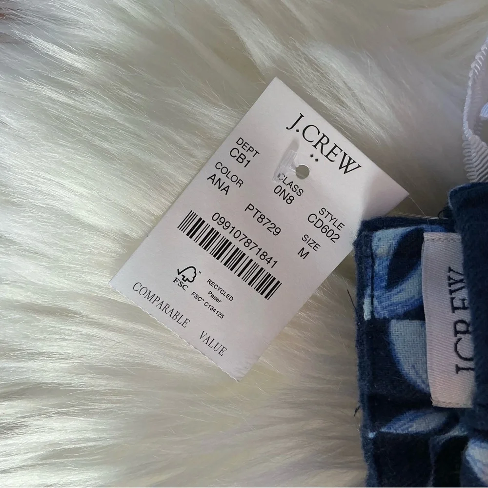 NWT J. Crew Blue Bow-Print Pajama Pants Size Medium